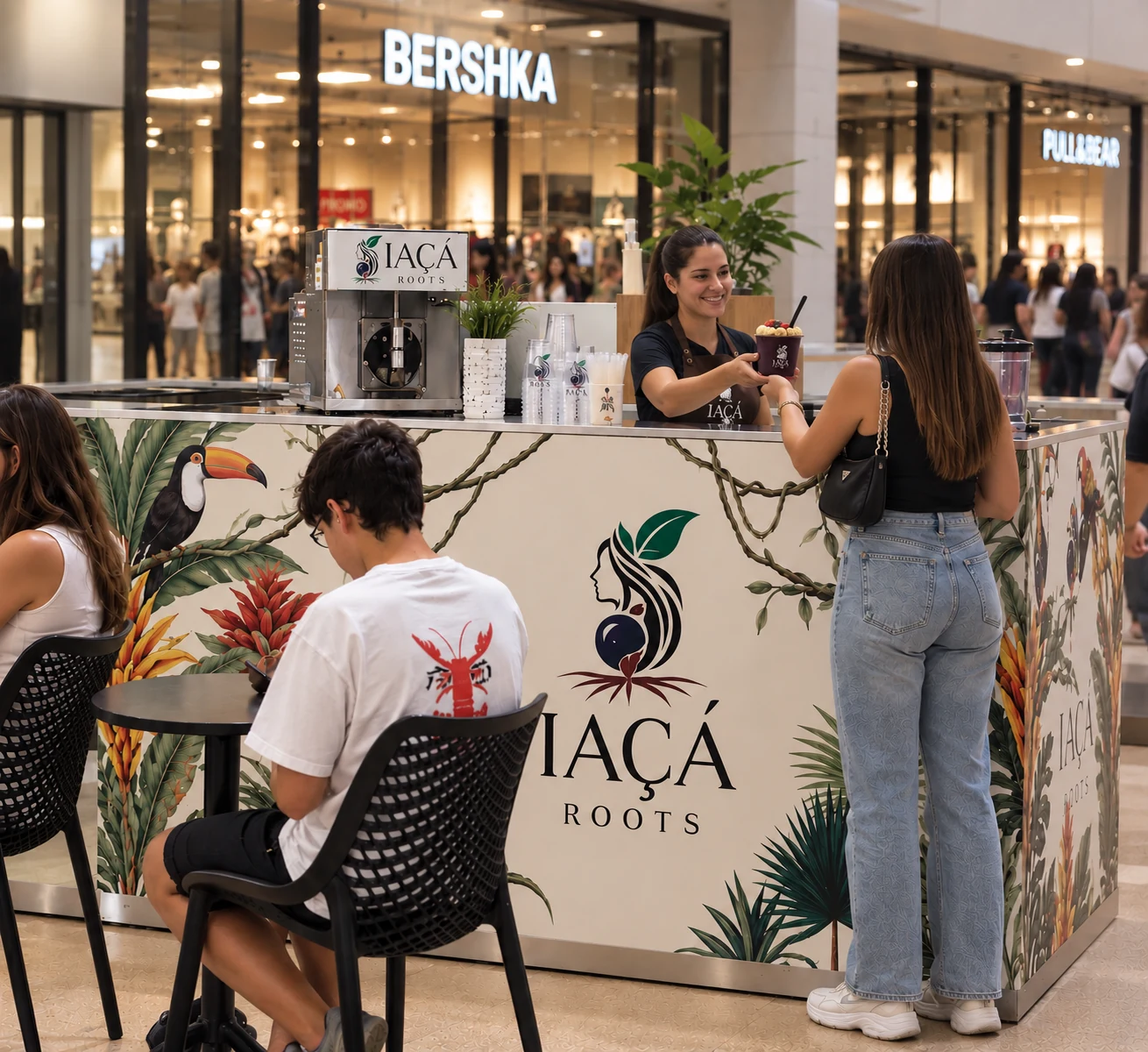 Quiosque IAÇÁ Roots integrado num centro comercial