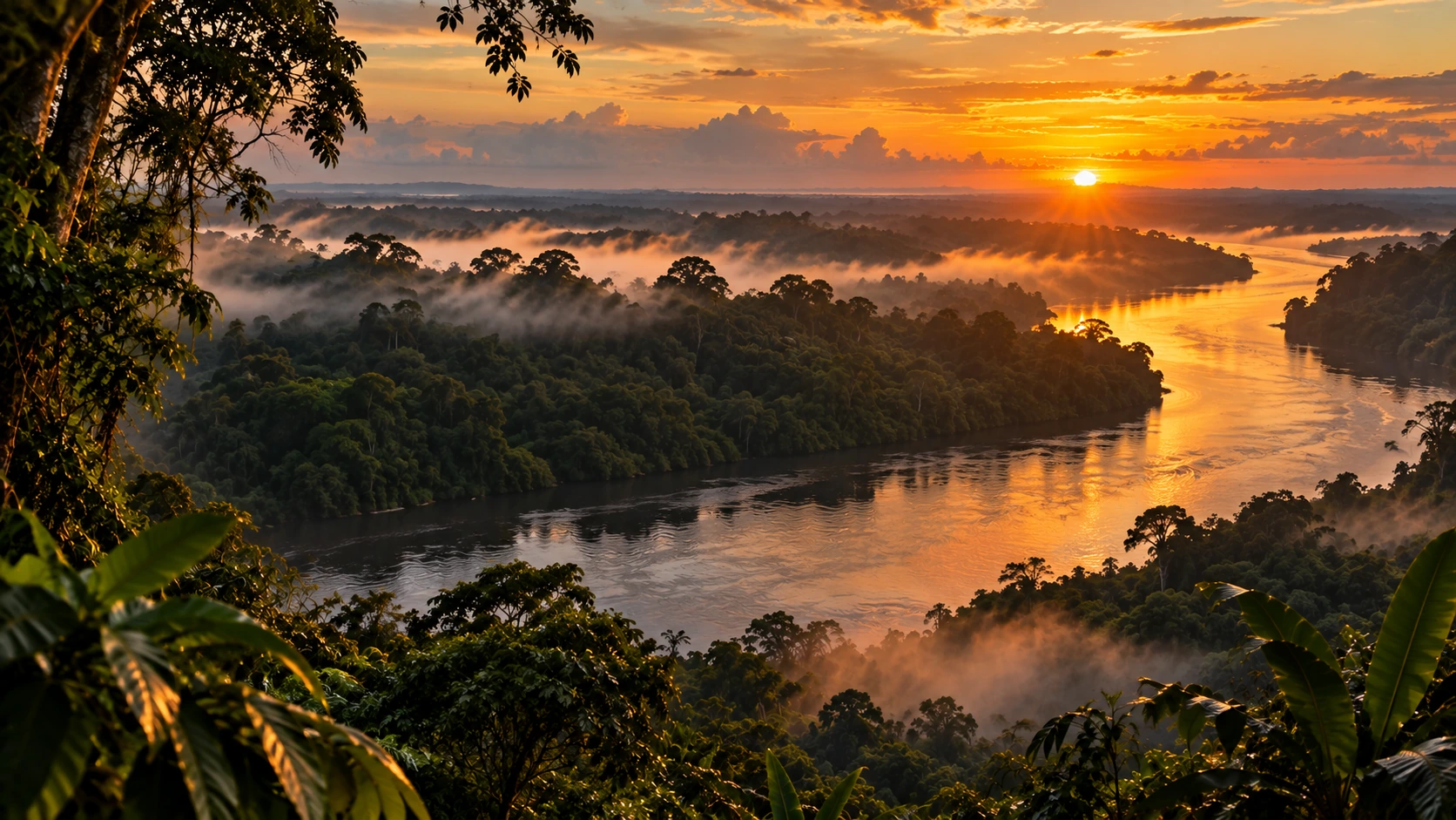 Rio e floresta amazónica